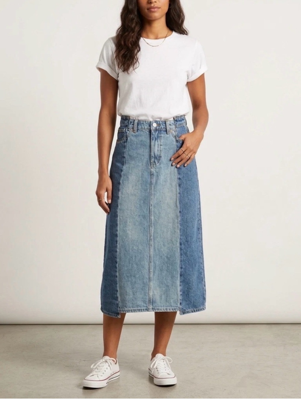 BLANK NYC - Two-Tone Denim Midi Skirt